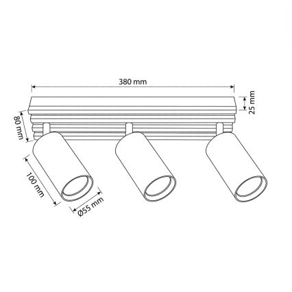 Brilagi - Takspot SELE WOOD 3xGU10/30W/230V svart/trä