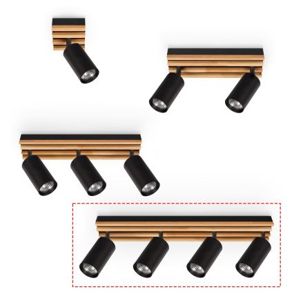 Brilagi - Takspot SELE WOOD 4x GU10/30W/230V svart/trä