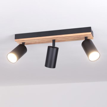 Brilagi - Takspot SELE WOOD ACOUSTIC 3xGU10/30W/230V svart/trä