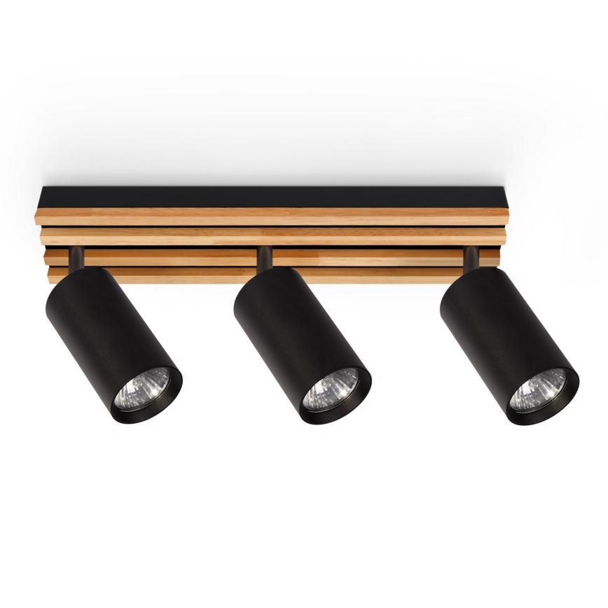Brilagi - Takspot SELE WOOD ACOUSTIC 3xGU10/30W/230V svart/trä