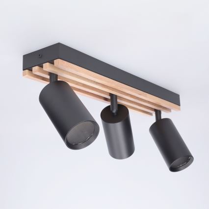 Brilagi - Takspot SELE WOOD ACOUSTIC 3xGU10/30W/230V svart/trä