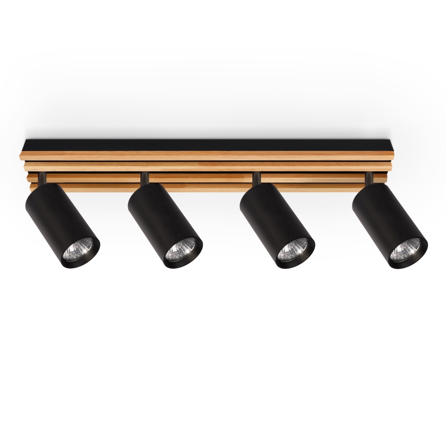 Brilagi - Takspot SELE WOOD ACOUSTIC 4x GU10/30W/230V svart/trä