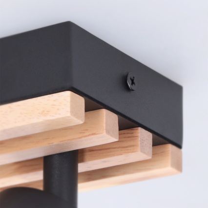 Brilagi - Takspot SELE WOOD ACOUSTIC 4x GU10/30W/230V svart/trä