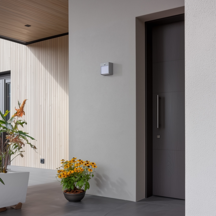 Brilagi - LED Utomhus Vägglampa med Sensor TERNI LED/12W/230V grå IP44