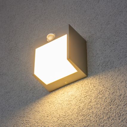 Brilagi - LED Utomhus Vägglampa med Sensor TERNI LED/12W/230V grå IP44