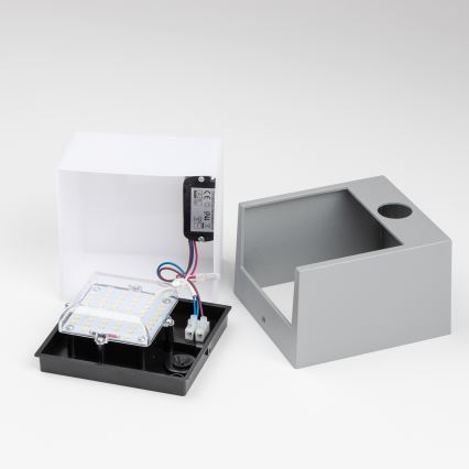 Brilagi - LED Utomhus Vägglampa med Sensor TERNI LED/12W/230V grå IP44