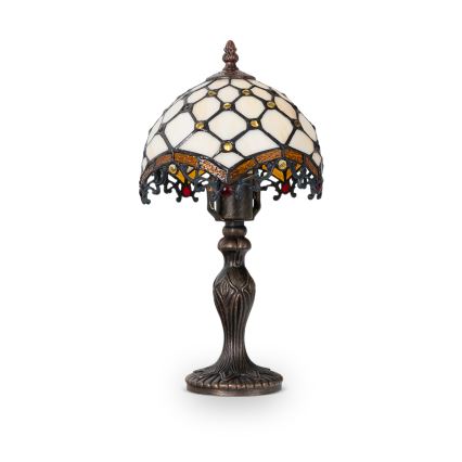 Brilagi - Tiffany-bordslampa i glasmosaik ELFENBEN 1xE27/60W/230V