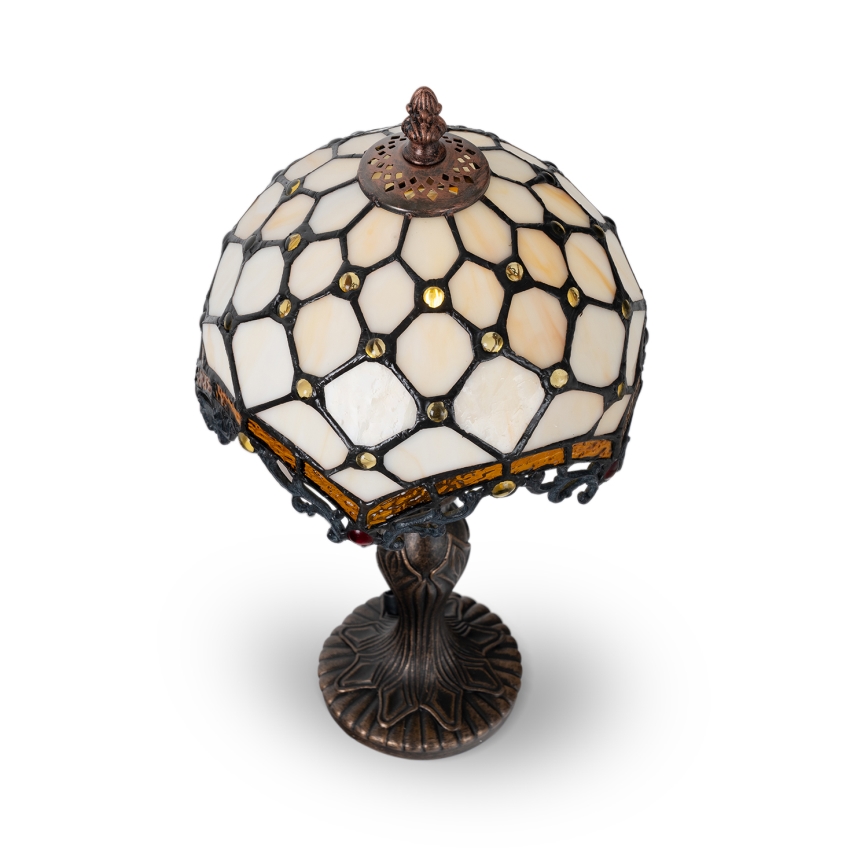 Brilagi - Tiffany-bordslampa i glasmosaik ELFENBEN 1xE27/60W/230V
