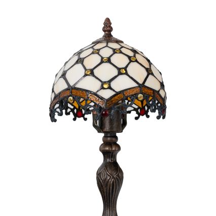 Brilagi - Tiffany-bordslampa i glasmosaik ELFENBEN 1xE27/60W/230V