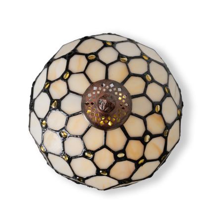 Brilagi - Tiffany-bordslampa i glasmosaik ELFENBEN 1xE27/60W/230V