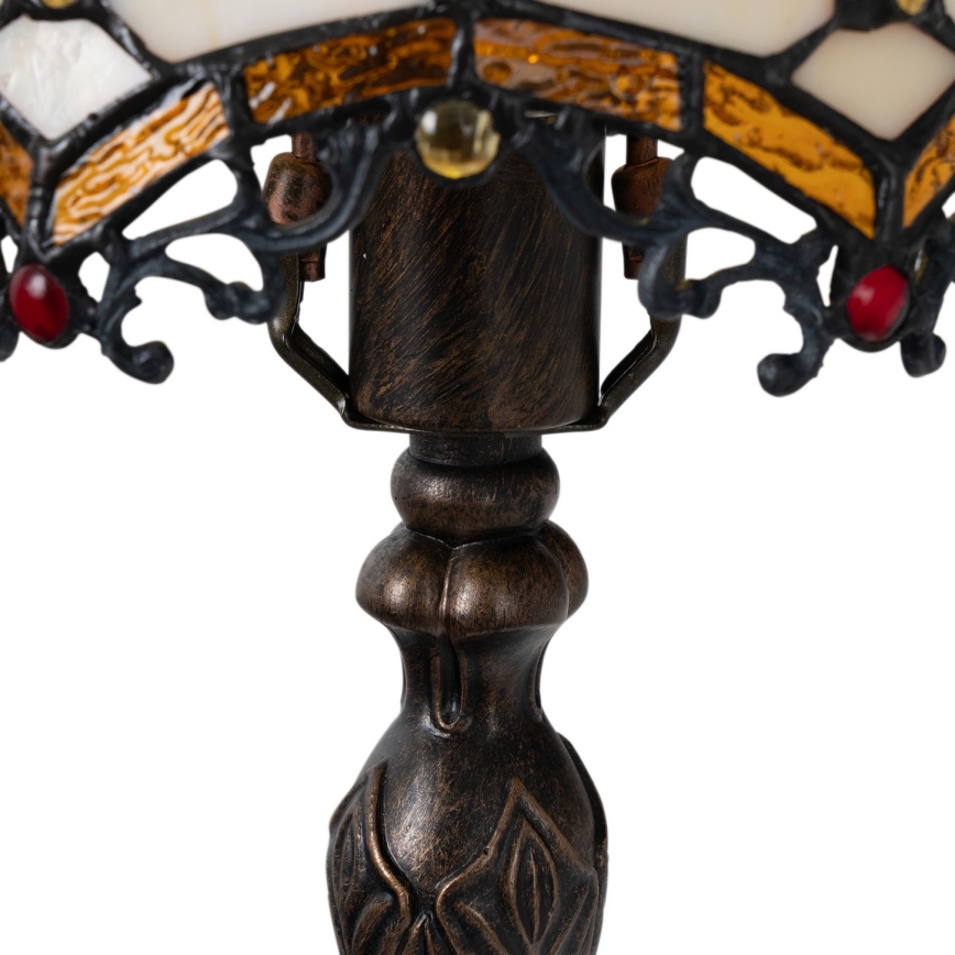Brilagi - Tiffany-bordslampa i glasmosaik ELFENBEN 1xE27/60W/230V