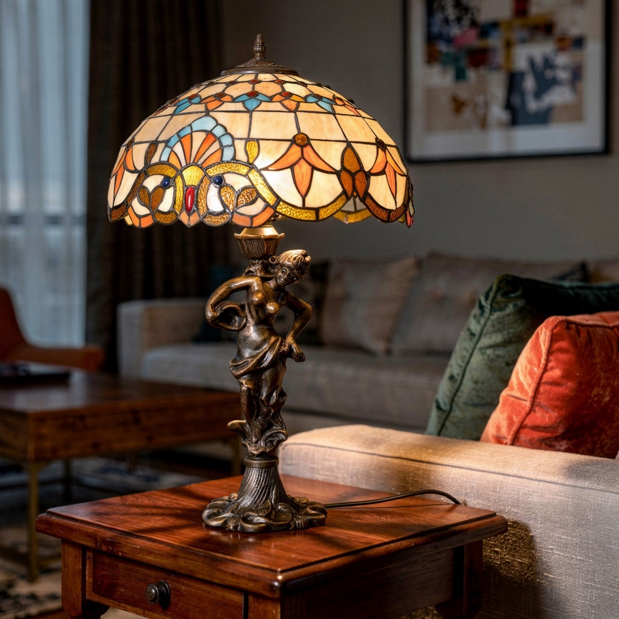 Brilagi - Tiffany-bordslampa i glasmosaik MIRABELLA 1xE27/60W/230V