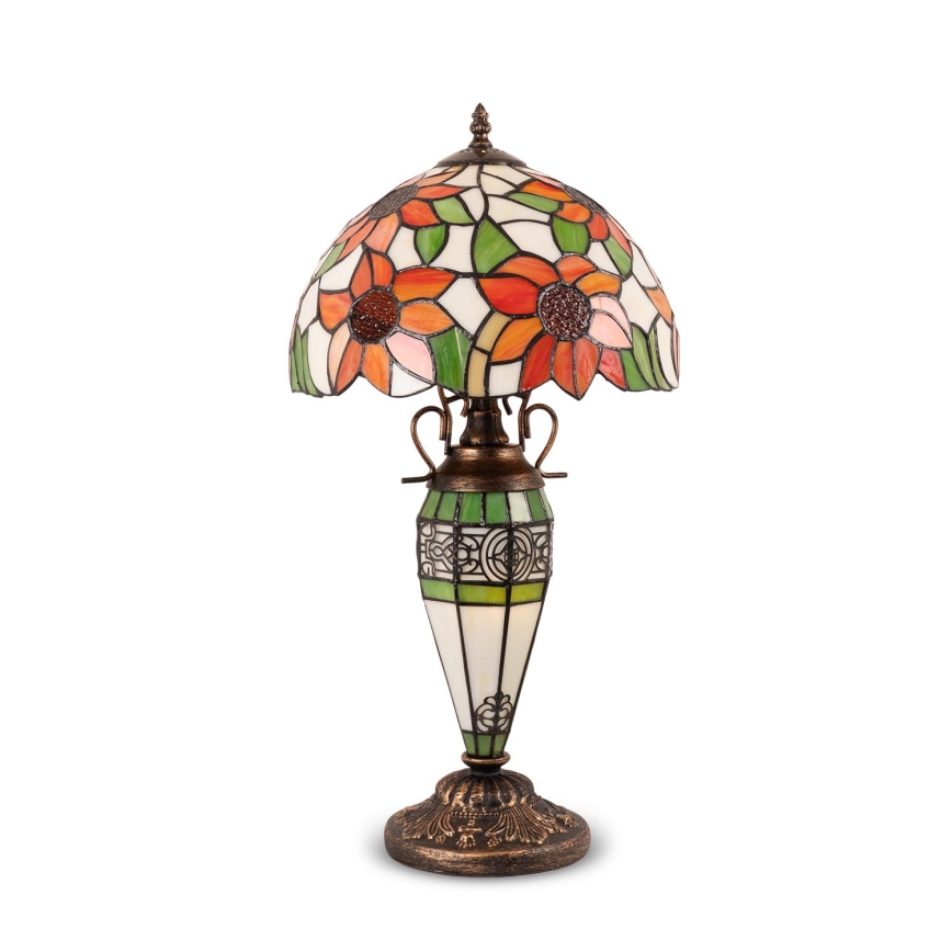 Brilagi - Tiffany-bordslampa i glasmosaik SUNFLOWER 1xE27/60W/230V + 1xE14/40W