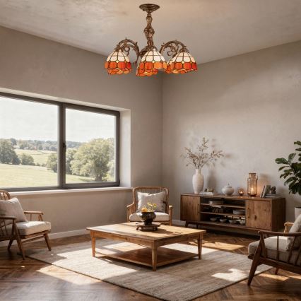 Brilagi - Tiffany-glas takplafond SIENNA 6xE27/60W/230V Ø 60 cm