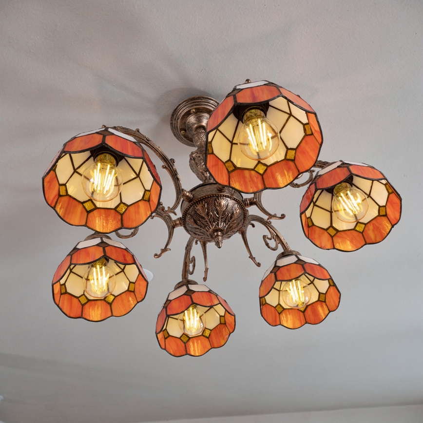 Brilagi - Tiffany-glas takplafond SIENNA 6xE27/60W/230V Ø 60 cm
