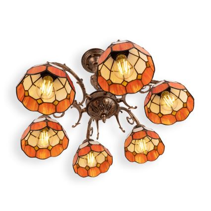 Brilagi - Tiffany-glas takplafond SIENNA 6xE27/60W/230V Ø 60 cm