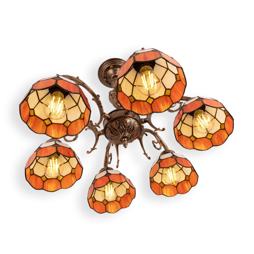 Brilagi - Tiffany-glas takplafond SIENNA 6xE27/60W/230V Ø 60 cm
