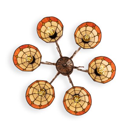 Brilagi - Tiffany-glas takplafond SIENNA 6xE27/60W/230V Ø 60 cm