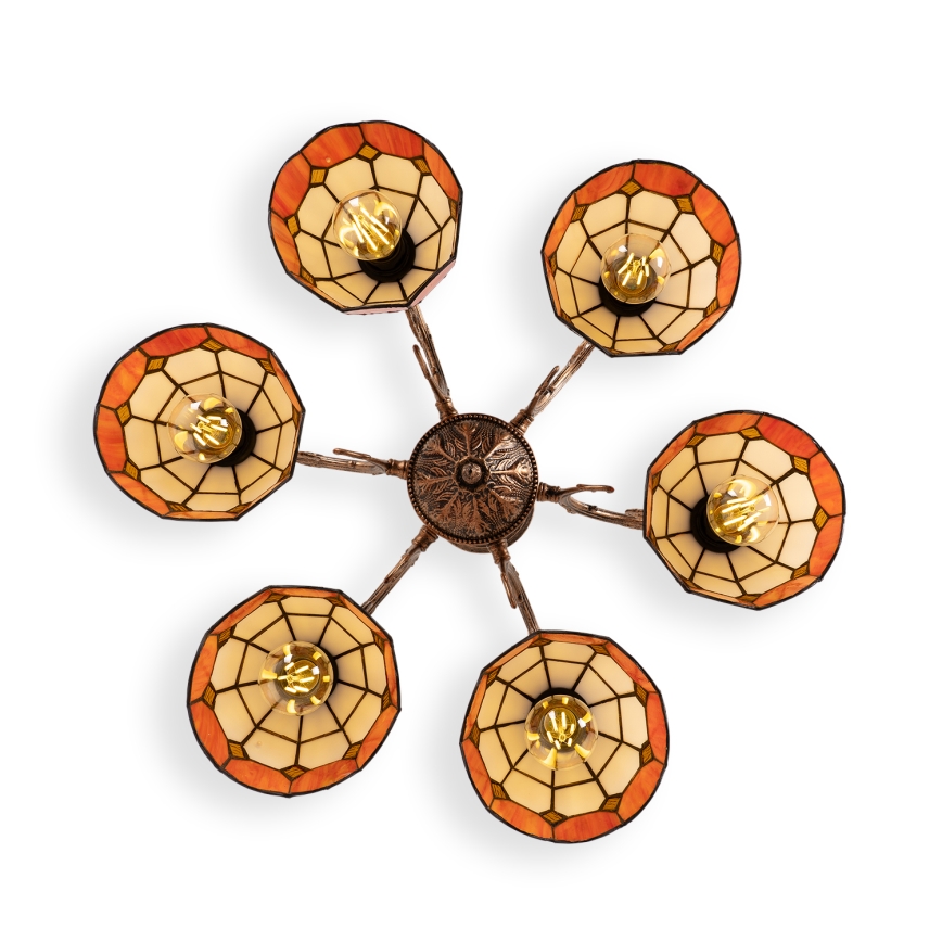 Brilagi - Tiffany-glas takplafond SIENNA 6xE27/60W/230V Ø 60 cm