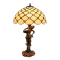 BRILAGI - Tiffany glasmålad bordslampa IVORY SMOOTH 1xE27/60W/230V
