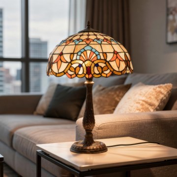 Brilagi - Tiffany glasmosaik bordslampa MIRABELLA 2xE27/60W/230V