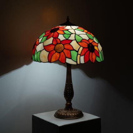 Brilagi - Tiffany glasmosaik bordslampa SUNFLOWER 2xE27/60W/230V
