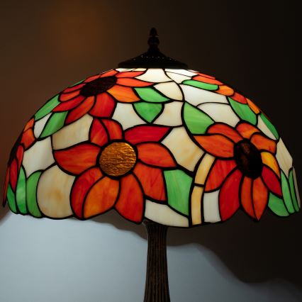 Brilagi - Tiffany glasmosaik bordslampa SUNFLOWER 2xE27/60W/230V