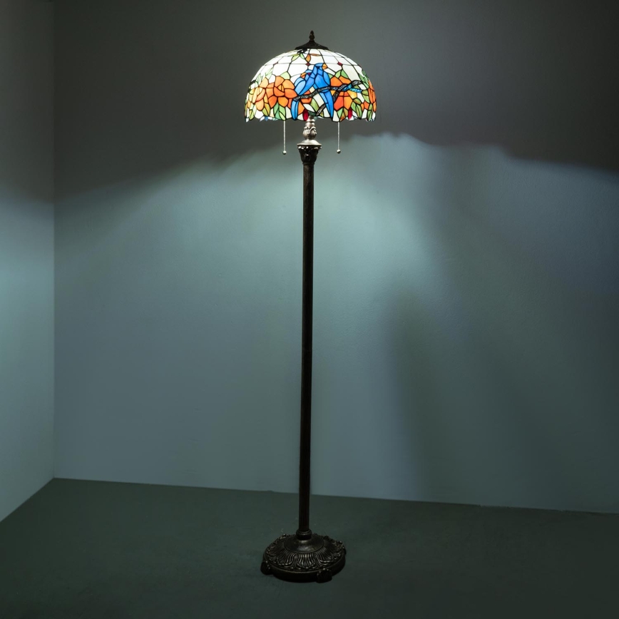 Brilagi - Tiffany-glasmosaik golvlampa JUNGLE 2xE27/60W/230V