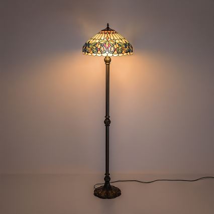 Brilagi - Tiffany-glasmosaik golvlampa LUISA 2xE27/60W/230V