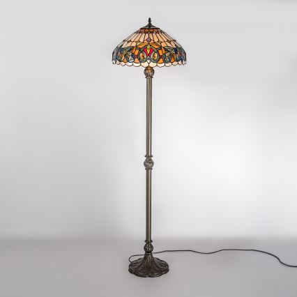 Brilagi - Tiffany-glasmosaik golvlampa LUISA 2xE27/60W/230V