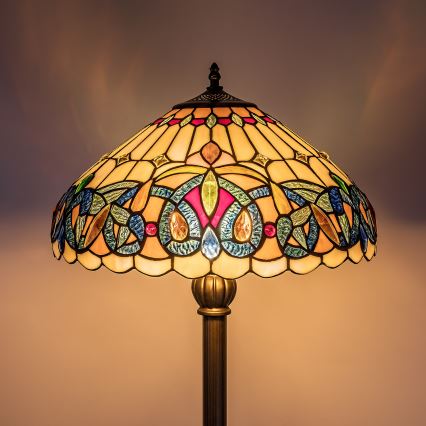Brilagi - Tiffany-glasmosaik golvlampa LUISA 2xE27/60W/230V