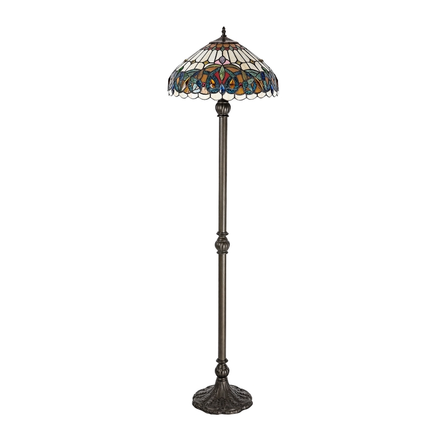 Brilagi - Tiffany-glasmosaik golvlampa LUISA 2xE27/60W/230V
