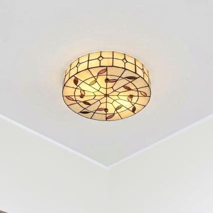 Brilagi - Tiffany glasmosaik taklampa FOLIA 3xE27/60W/230V Ø 40 cm
