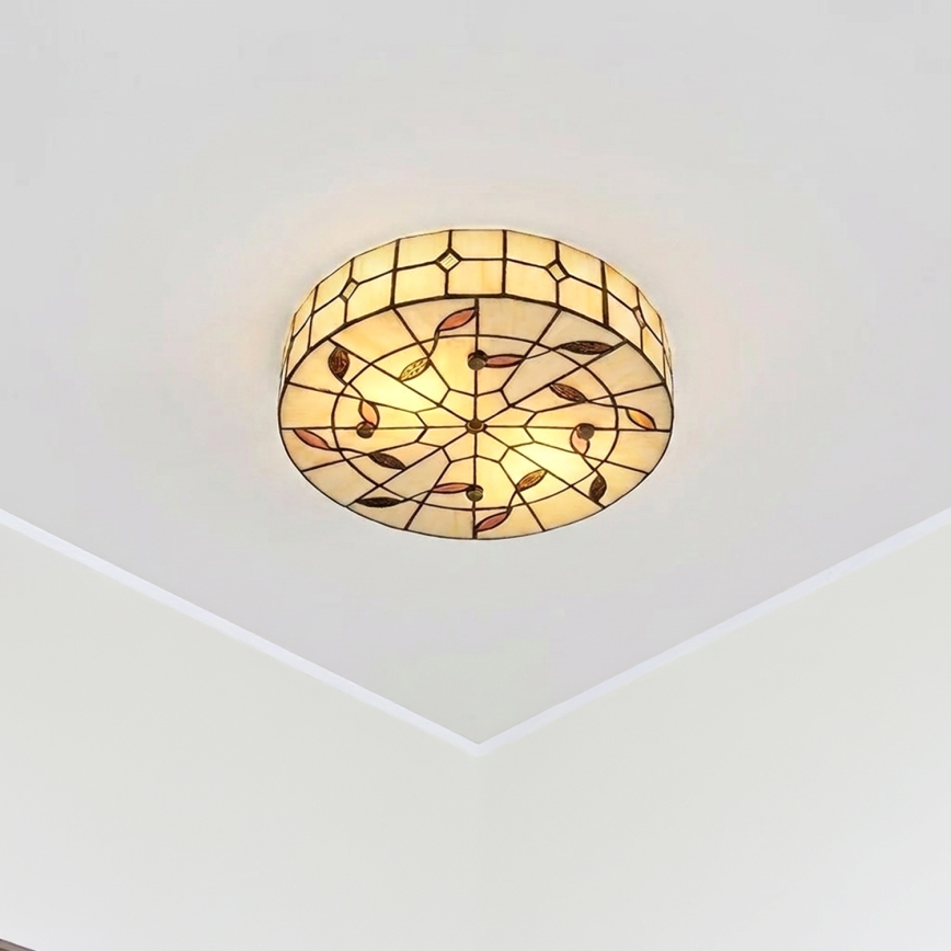 Brilagi - Tiffany glasmosaik taklampa FOLIA 3xE27/60W/230V Ø 40 cm