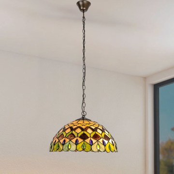 Brilagi - Tiffany glasmosaik-taklampa med kedja MARGARET 2xE27/60W/230V