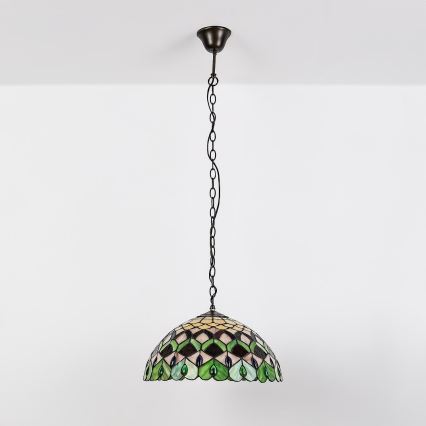 Brilagi - Tiffany glasmosaik-taklampa med kedja MARGARET 2xE27/60W/230V
