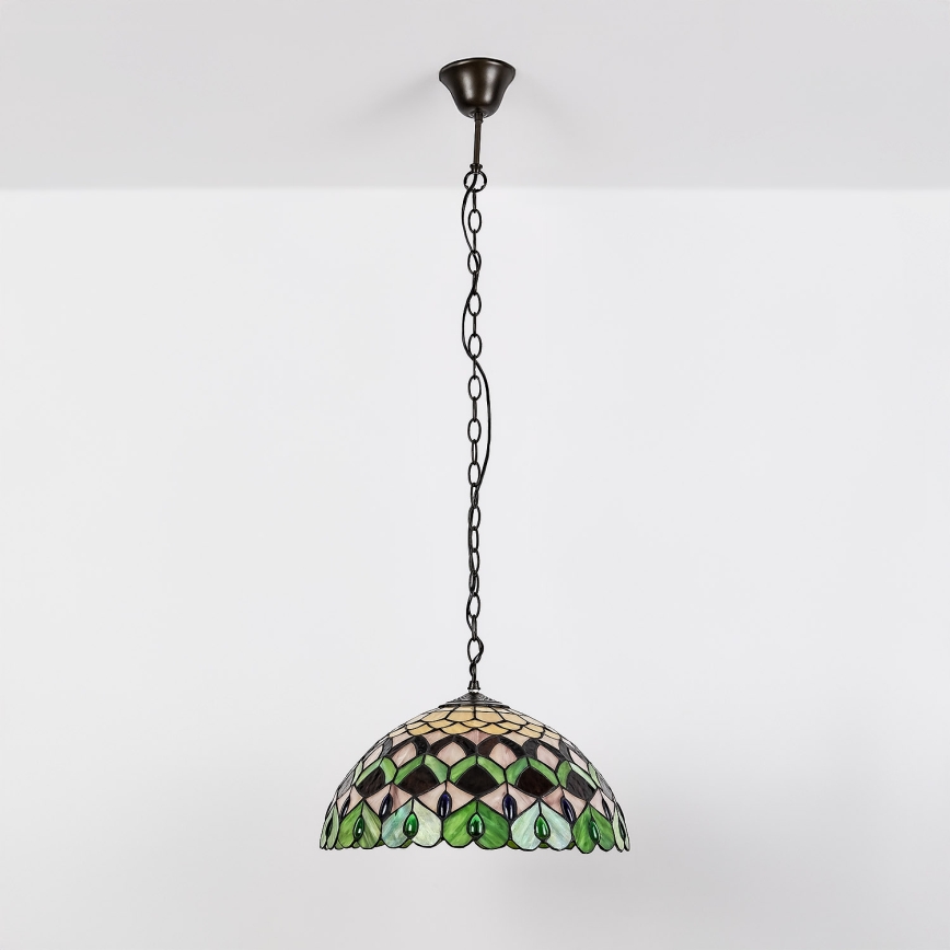 Brilagi - Tiffany glasmosaik-taklampa med kedja MARGARET 2xE27/60W/230V