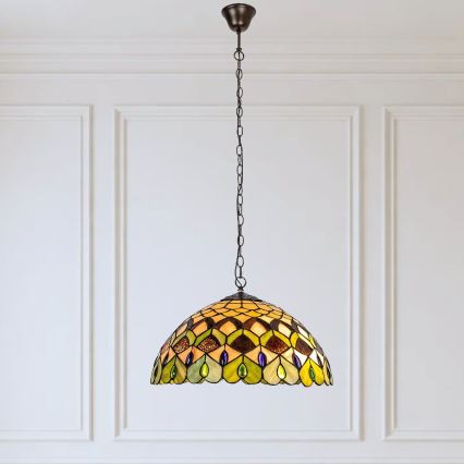 Brilagi - Tiffany glasmosaik-taklampa med kedja MARGARET 2xE27/60W/230V