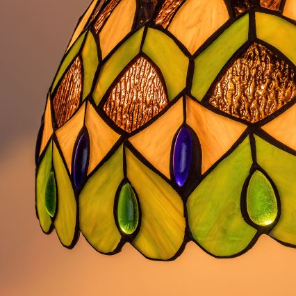 Brilagi - Tiffany glasmosaik-taklampa med kedja MARGARET 2xE27/60W/230V