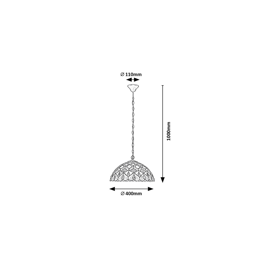 Brilagi - Tiffany glasmosaik-taklampa med kedja MARGARET 2xE27/60W/230V