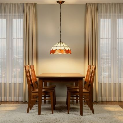 BRILAGI - Tiffany-glasmosaik taklampa med kedja SIENNA 1xE27/60W/230V Ø 40 cm
