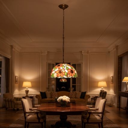 Brilagi - Tiffany-glasmosaik taklampa med kedja SUNFLOWER 1xE27/60W/230V Ø 40 cm