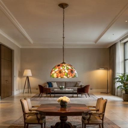 Brilagi - Tiffany-glasmosaik taklampa med kedja SUNFLOWER 1xE27/60W/230V Ø 40 cm
