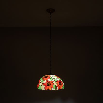 Brilagi - Tiffany-glasmosaik taklampa med kedja SUNFLOWER 1xE27/60W/230V Ø 40 cm