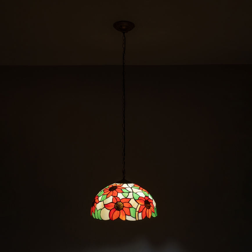 Brilagi - Tiffany-glasmosaik taklampa med kedja SUNFLOWER 1xE27/60W/230V Ø 40 cm