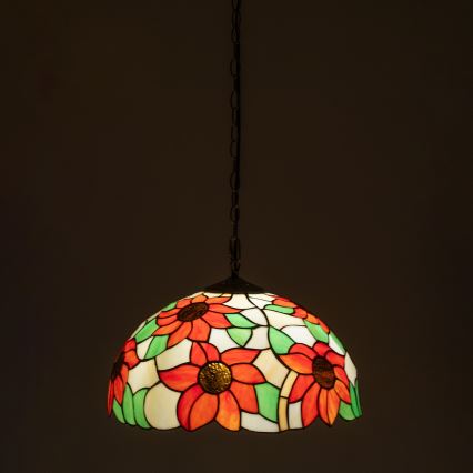 Brilagi - Tiffany-glasmosaik taklampa med kedja SUNFLOWER 1xE27/60W/230V Ø 40 cm