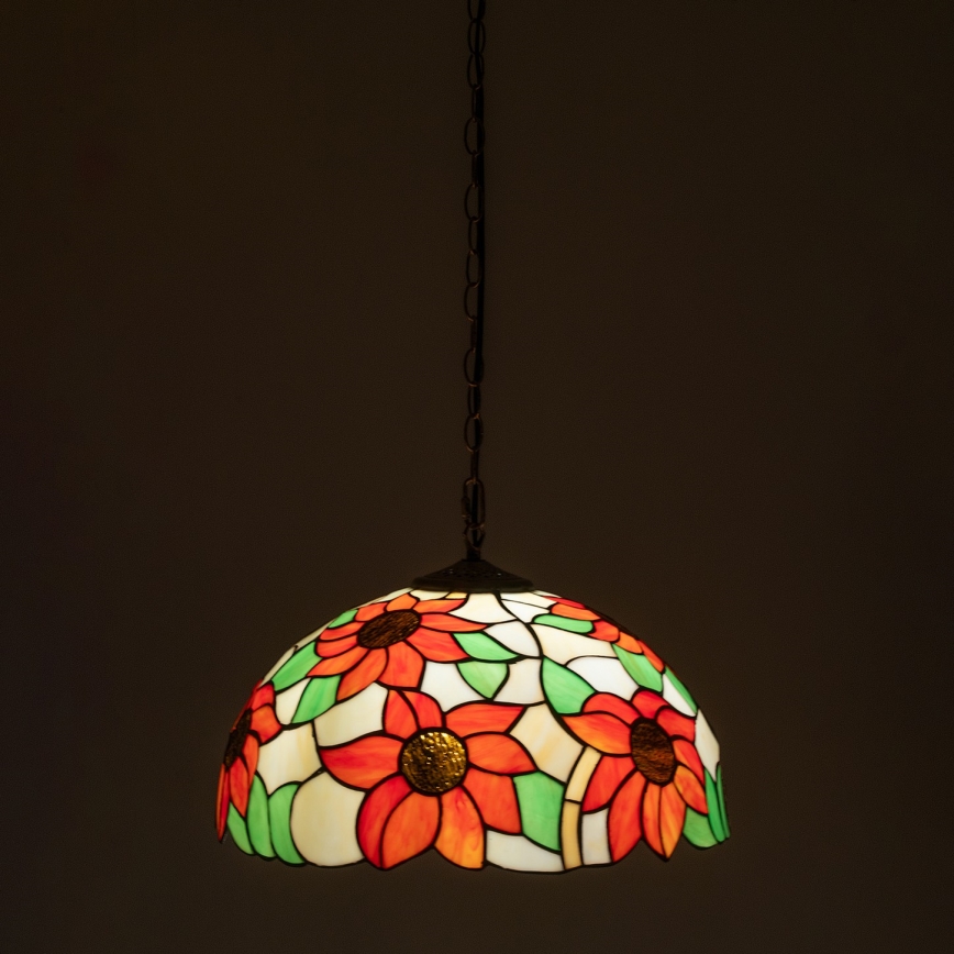 Brilagi - Tiffany-glasmosaik taklampa med kedja SUNFLOWER 1xE27/60W/230V Ø 40 cm