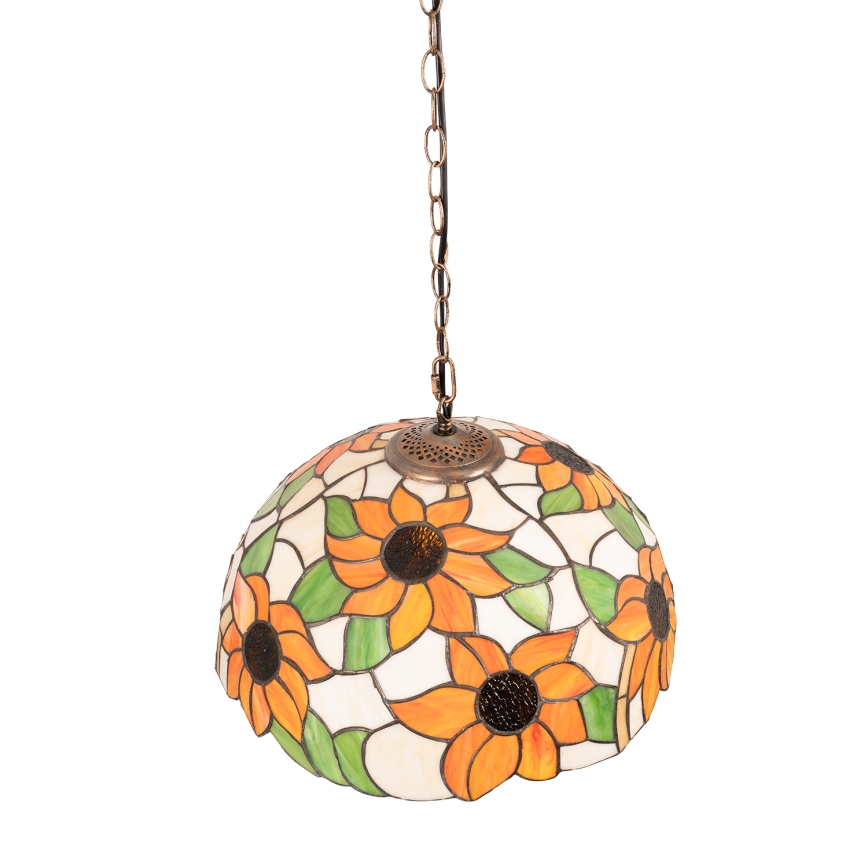 Brilagi - Tiffany-glasmosaik taklampa med kedja SUNFLOWER 1xE27/60W/230V Ø 40 cm
