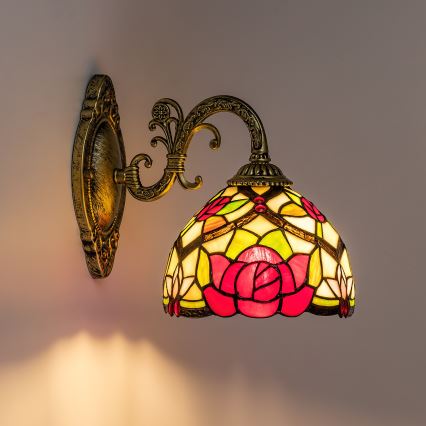 Brilagi - Tiffany-glasmosaik vägglampa GARLAN 1xE27/40W/230V