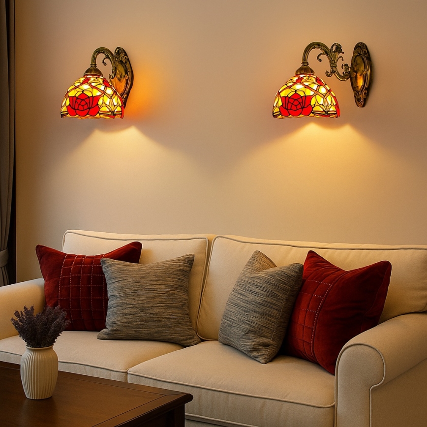 Brilagi - Tiffany-glasmosaik vägglampa GARLAN 1xE27/40W/230V